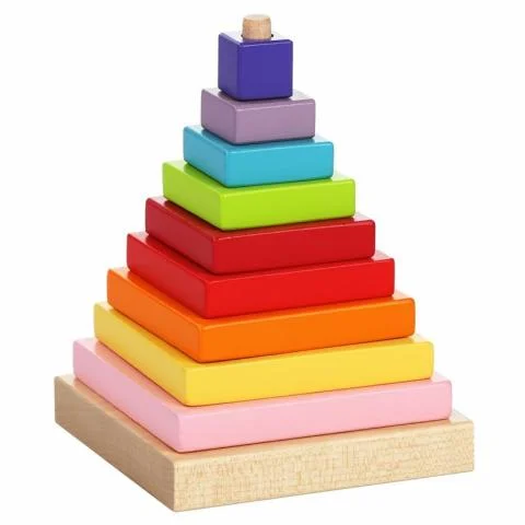 Jen Po Omezenou Doba Barevná pyramida - dřevěná skládačka 9 dílů